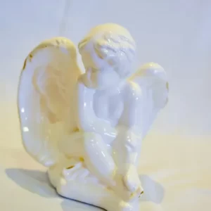 Anjo Branco Sentado Cardeal Grande
