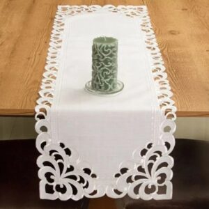 Caminho de Mesa Rechilie Branco 0,40x1,20